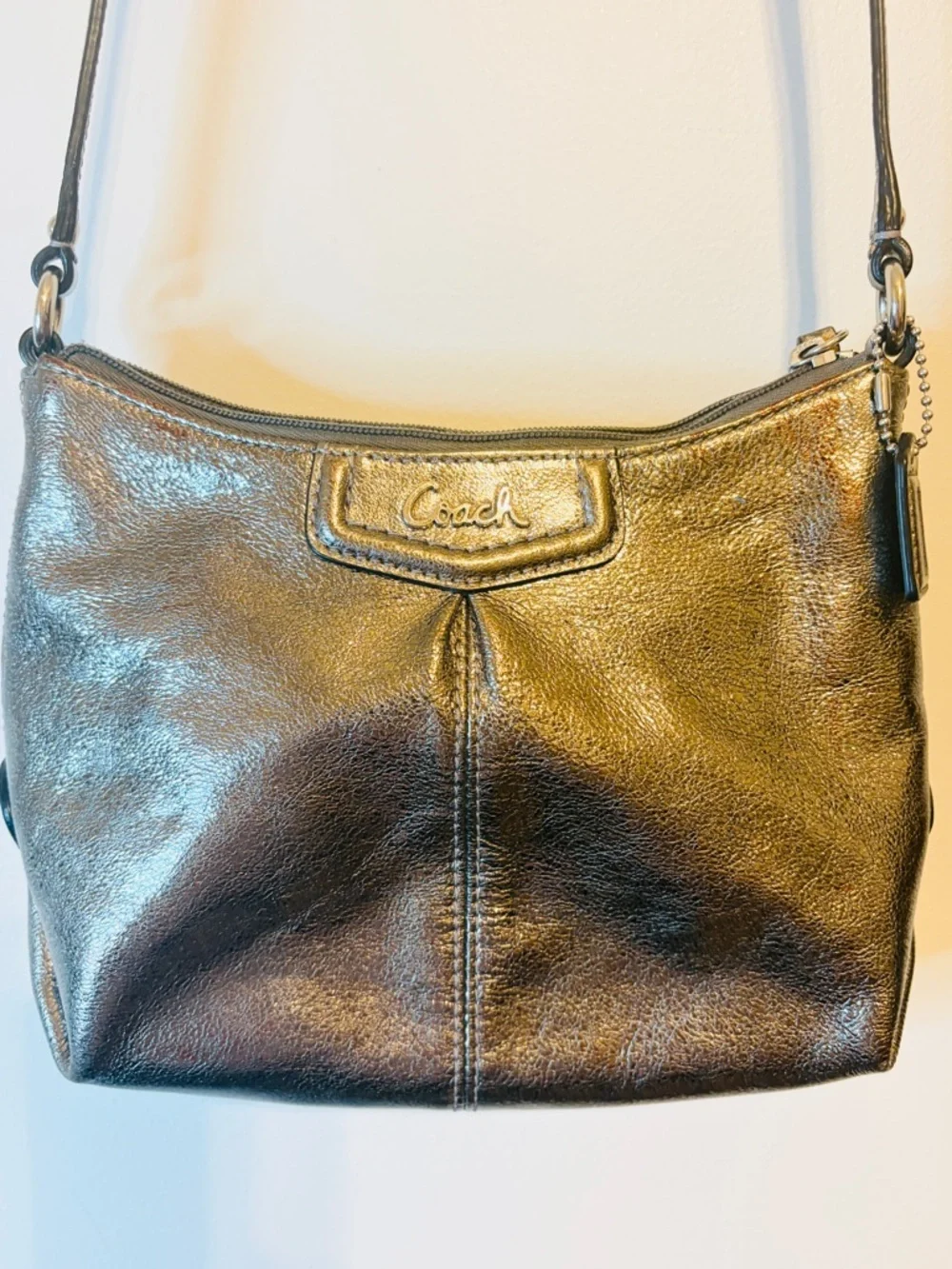 Coach Metallic Bronze Leather Crossbody Bag